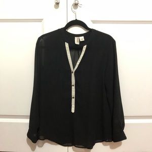 Gently Worn: Sheer Black Top w/ Gold Buttons